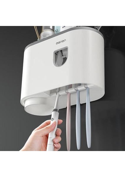 Yaratıcı Tek Kupası Tembel Otomatik Diş Macunu Sıkacağı Yapıştır Diş Fırçası Raf Banyo Gargaşı Kupası Seti | Kupa ve bardak Tutucular (Yurt Dışından)
