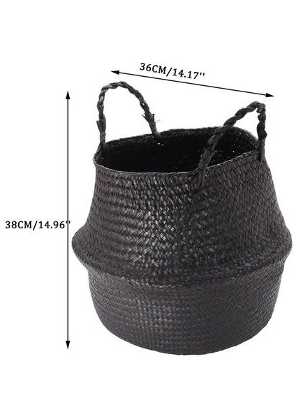 Rattan Hasır Sepeti Siyah Seagrass Göbek Sepeti Çamaşır Depolama Tutucu Çok Funtional Sepetleri Ev Dekorasyon | Depolama Sepetleri (Yurt Dışından) fırsatları