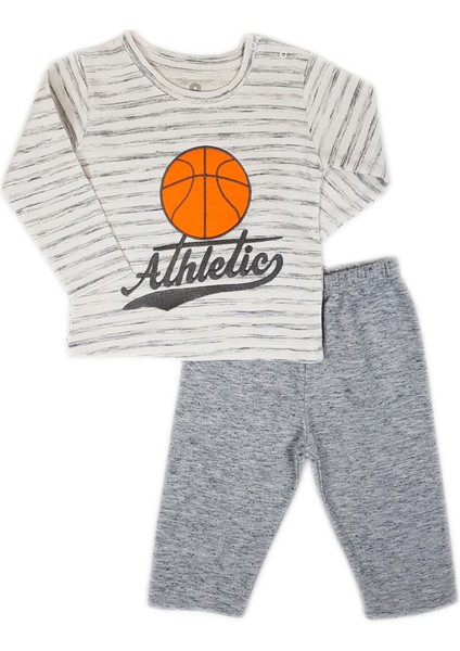 Luggi Baby Erkek Gri Basketbol Uzun Kollu Pijama Takımı LGP-7205-4-E