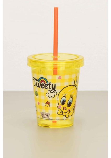 Lisanslı Tweety Kapaklı Pipetli Bardak 0,60 Lt