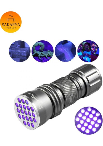 Guassi 21 LED Uv Ultraviyole El Feneri Para Kimlik Hayvan Kontrol