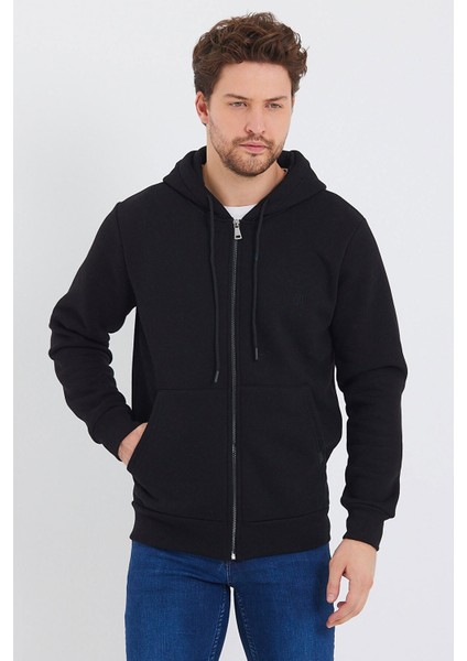 Fermuarlı Lüx Sweatshirt Kapüşonlu Siyah fiyatları