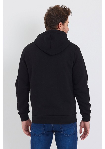 Fermuarlı Lüx Sweatshirt Kapüşonlu Siyah fırsatları
