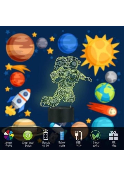 Spaceman 3D Gece Işığı(Yurt Dışından)