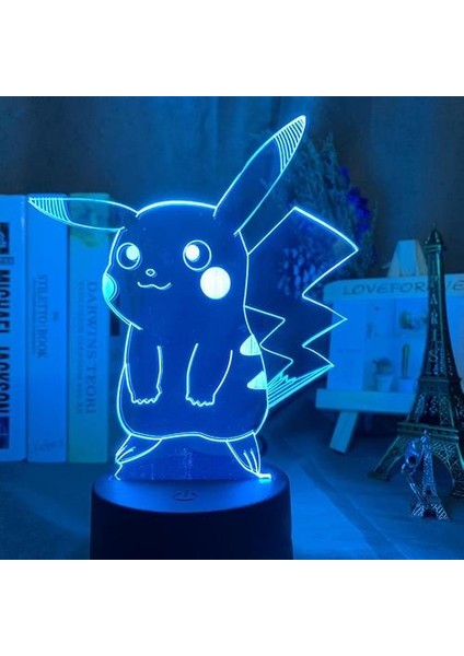 Pikachu 3D LED Gece Işık Çocuk Yatak Odası Masa Lambası Renkli(Yurt Dışından)