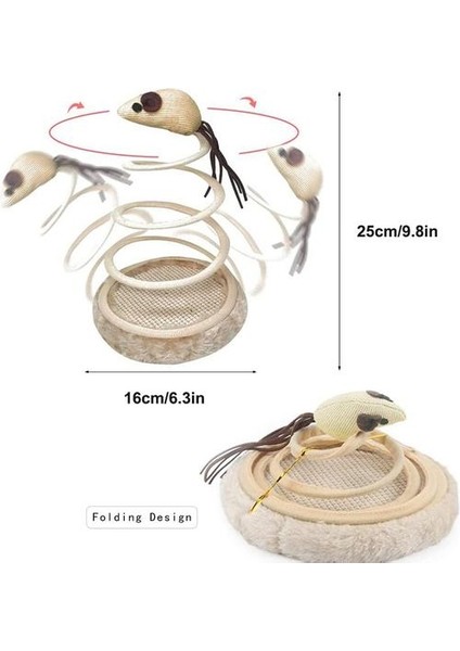 Interaktif Kedi Oyuncak Peluş Katlanabilir Dönen Komik Yavru Mouse Oyuncak Çizik Pad Paslanmaz Çelik Spiral Bahar Pet Oyunları | Kedi Oyuncakları (Yurt Dışından)