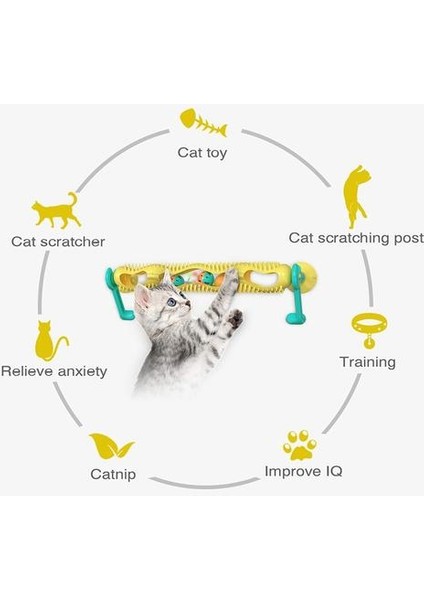 Pet Kediler Oyuncaklar 360 Rulo Vantuz Sıvma Oyuncak ile Çan Topu Bulmaca Kedi Oyuncaklar Pet Gıdıklama Masaj Aracı Pet Malzemeleri | Kedi Oyuncakları (Yurt Dışından) fırsatları