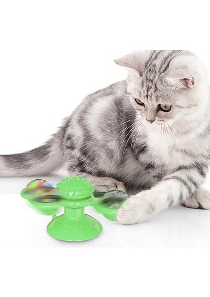 Pet Köpek Kedi Oyuncak Döndürme Fırıldak Diş Fırçası Catnip ile Döner Turntable Alay Tırmanma Gıdıklama Topu Bulmaca Oyuncak Pet Ürünleri | Kedi Oyuncakları (Yeşil) (Yurt Dışından)