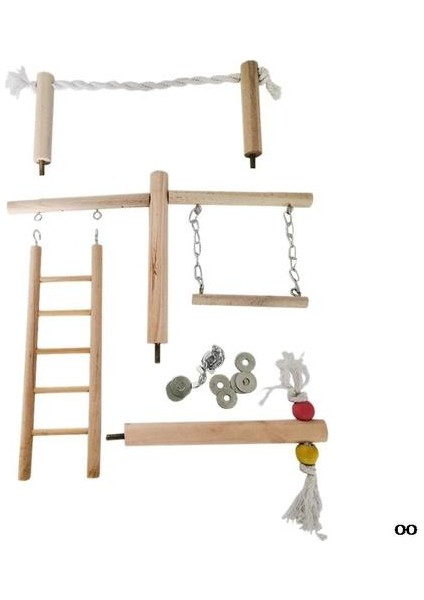 Papağan Tırmanma Merdiveni Salıncak Oyuncak Doğal Ahşap Kuş Conure Cage Standı Halat Levrek | Kuş Oyuncakları (Yurt Dışından)