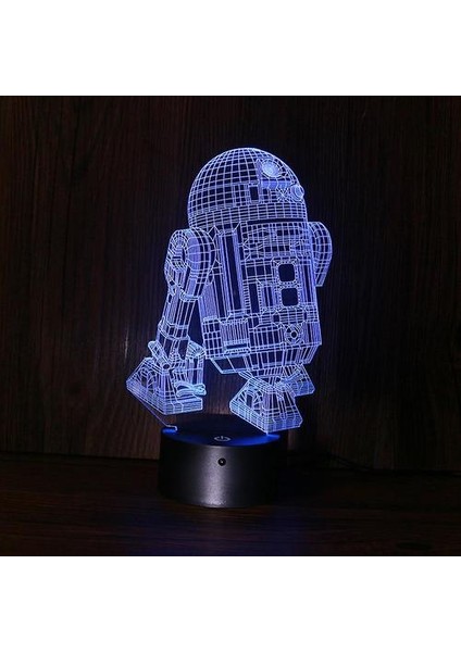 3D LED Gece Lambası Çocuk Yatak Odası Nightlight Anime Lamba R2D2(Yurt Dışından)