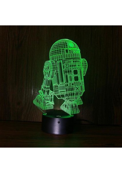 3D LED Gece Lambası Çocuk Yatak Odası Nightlight Anime Lamba R2D2(Yurt Dışından)