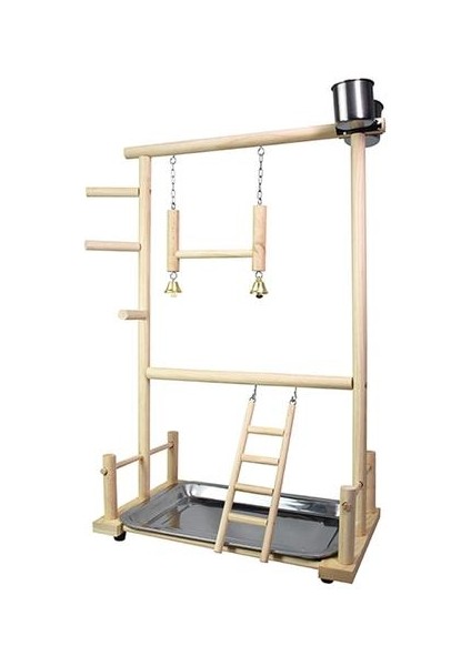 Papağan Ahşap Standı Kuş Oyun Aktivite Merkezi Bahçesi Merdiven Levrek Salonu Salıncak Raf Playpen Oyuncak Kuşlar Egzersiz Raf | Kuş Oyuncakları (Yurt Dışından)