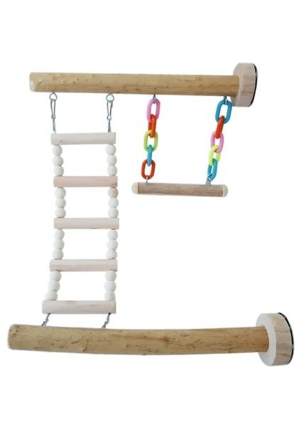 Ahşap Kuş Levrek Standı Oyuncak Papağan Salıncak Tırmanma Merdiveni Birdcage Playping Spor Salonları Oyun Parkı Parakeet Cockatiel Lovebirds | Kuş Oyuncakları (Yurt Dışından)