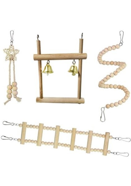 8 Adet / Takım Kuş Papağan Oyuncaklar Ahşap Asılı Salıncak Hamak Tırmanma Merdivenleri Turnes Oyuncak Parakeet Corpatiels Kuş Körfezi Malzemeleri | Kuş Oyuncakları (Yurt Dışından)