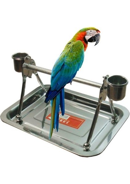 Paslanmaz Çelik Pet Kuşlar Besleme Tepsi ile Standı Masa Üst Kuşlar Için Kuşlar Için Dinlenme Oyuncak Orta Büyük Kuş Papağan Hens Macaw | Kuş Oyuncakları (Yurt Dışından)