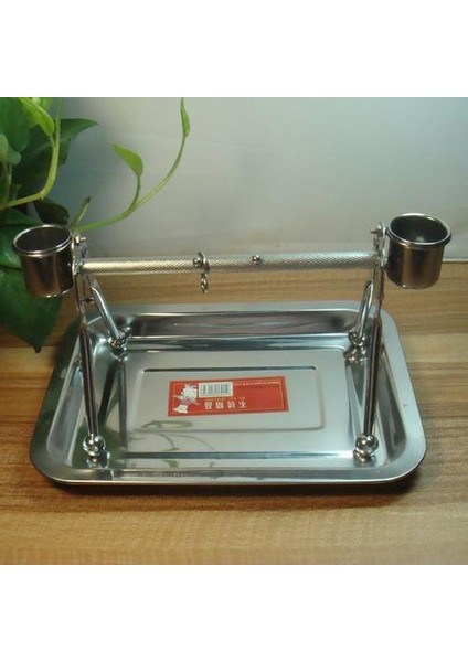 Paslanmaz Çelik Pet Kuşlar Besleme Tepsi ile Standı Masa Üst Kuşlar Için Kuşlar Için Dinlenme Oyuncak Orta Büyük Kuş Papağan Hens Macaw | Kuş Oyuncakları (Yurt Dışından)