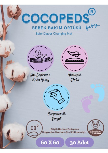 Bebek Bakım Örtüsü 60*60 30 Adet 1 Paket