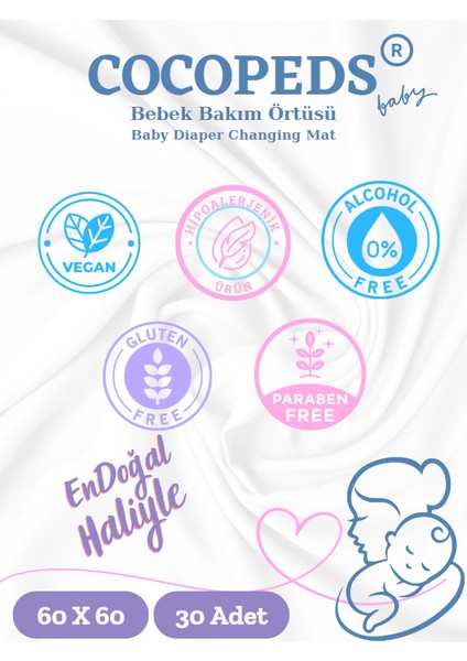 Bebek Bakım Örtüsü 60*60 30 Adet 1 Paket