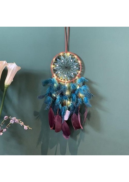 Rüya Avcısı Ev Dekor Bahçe Dekorasyon Açık Oda Duvar Dekor Ramazan Boncuk Mavi Tüy Zanaat Hediye | Rüzgar Çanları Ve;asılı Süslemeler (Yurt Dışından) fırsatları