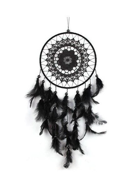 1 Adet Yeni Doğal Tüy Büyük Dantel Dreamcatcher Ev El Sanatları Süsler Araba Dekorasyon Siyah Bahçe Rüzgar Çanları Duvar Asma | Rüzgar Çanları ve asılı Süslemeler (Yurt Dışından)