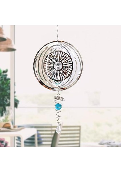 Paslanmaz Çelik 3D Dönen Rüzgar Chime Rüzgar Spinner Asılı Süsler Spiral Kuyruk Topu ile Katlanır Rüzgar Spinner Ev Oda Dekor | Rüzgar Çanları ve asılı Süslemeler (Yurt Dışından) fırsatları