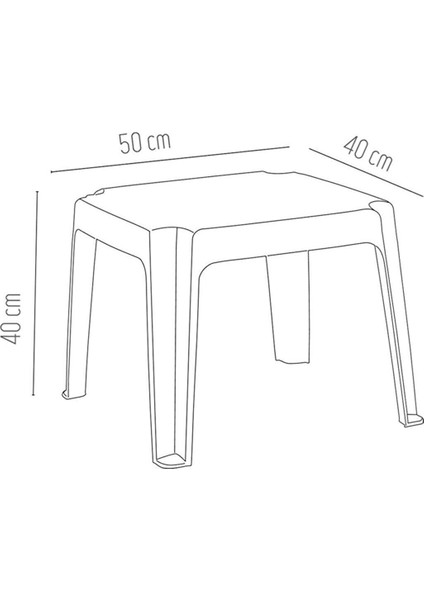 Plastik Sehpa 50X40 cm Bahçe Balkon ve Teras Sehpası 2 Adet