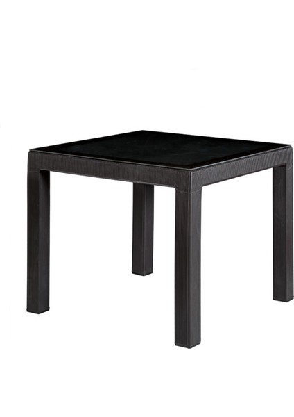 Rattan Takım 90X90 Camlı Masa 4 Kişilik Kollu Sandalye Bahçe Balkon Teras Takımı