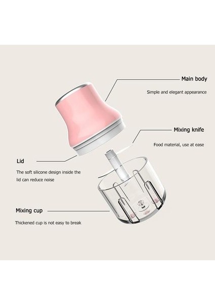 Ev Elektrikli Mini Sarımsak Masher Paslanmaz Çelik Meyve ve Sebze Kıyıcı Et Öğütücü (Pembe, 100ML) (Yurt Dışından) modelleri