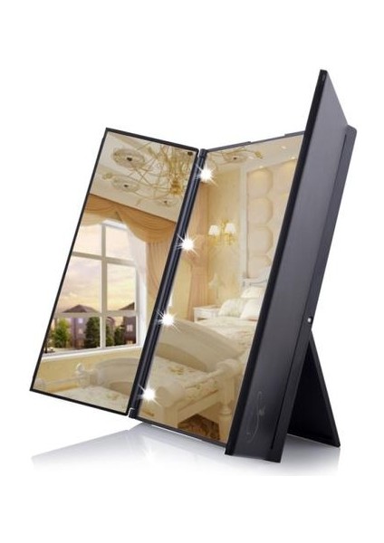 Sıcak Tri Fold LED Işık ile Taşınabilir Seyahat Kompakt Cep Lar Seyahat Fold Kozmetik Makyaj Aynası (Yurt Dışından)