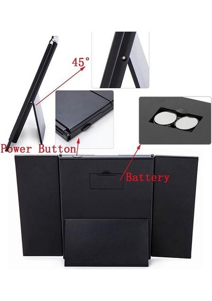 Sıcak Tri Fold LED Işık ile Taşınabilir Seyahat Kompakt Cep Lar Seyahat Fold Kozmetik Makyaj Aynası (Yurt Dışından)