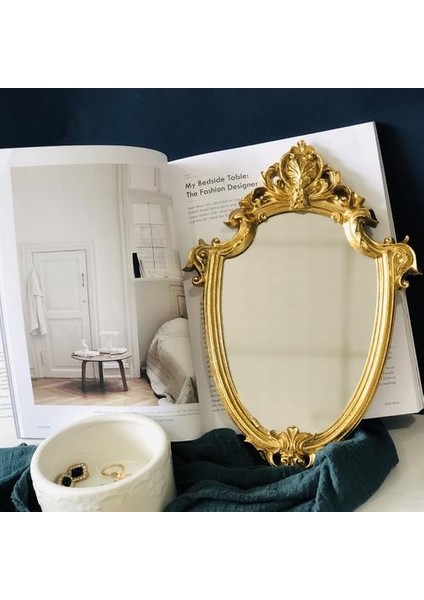 Fransız Lüks Duvar Avrupa Tarzı Dekor Banyo Oturma Odası Asılı Lar Kozmetik (Altın) Makyaj Aynası (Yurt Dışından)