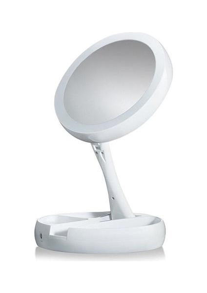 Katlanabilir LED Işık Depolama Tepsisi LED Yüz Ayarlanabilir USB LED Vanity Arkadan Masa Kozmetik Makyaj Aynası (Yurt Dışından)