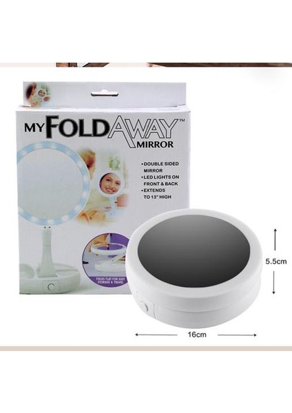 Katlanabilir LED Işık Depolama Tepsisi LED Yüz Ayarlanabilir USB LED Vanity Arkadan Masa Kozmetik Makyaj Aynası (Yurt Dışından)