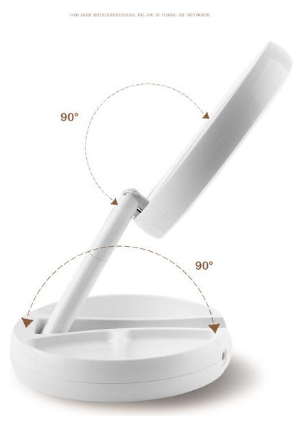 Katlanabilir LED Işık Depolama Tepsisi LED Yüz Ayarlanabilir USB LED Vanity Arkadan Masa Kozmetik Makyaj Aynası (Yurt Dışından)