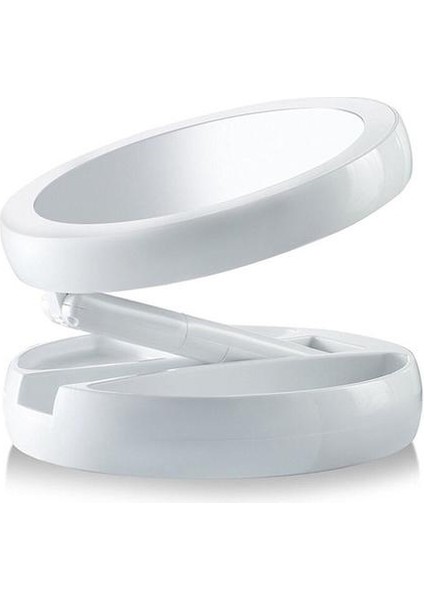 Katlanabilir LED Işık Depolama Tepsisi LED Yüz Ayarlanabilir USB LED Vanity Arkadan Masa Kozmetik Makyaj Aynası (Yurt Dışından)