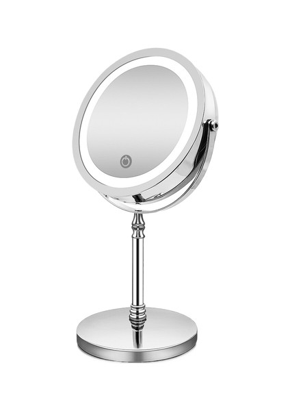 Işıkları ile 10X Büyütme Çift Taraflı Vanity USB Şarj Dokunmatik Karartma Banyo (Gümüş) Makyaj Aynası (Yurt Dışından)
