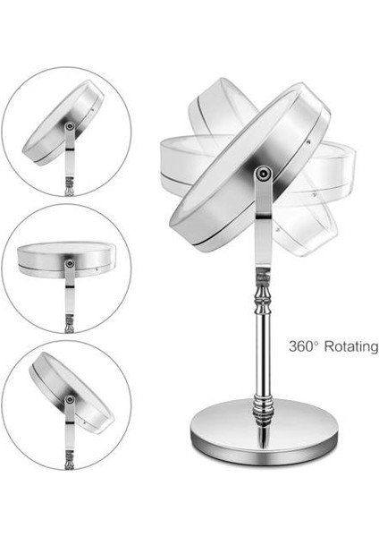 Işıkları ile 10X Büyütme Çift Taraflı Vanity USB Şarj Dokunmatik Karartma Banyo (Gümüş) Makyaj Aynası (Yurt Dışından)