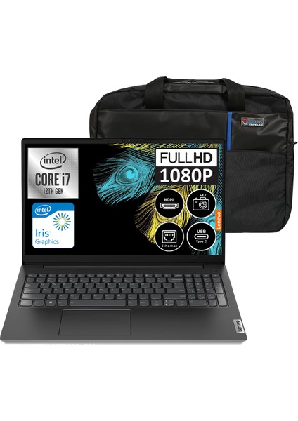 V15 Gen3 Intel Core I7 1255U 24 GB 512 GB SSD Intel Iris Xᵉ Windows 11 Home 15.6" Fhd Taşınabilir Bilgisayar 82TT0055TX13 + Zetta Çanta