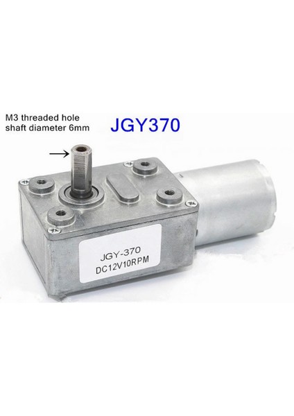 Roba 12V 10RPM JGY370 Redüktörlü Dc Motor M3 Vida Delikli 10 Rpm