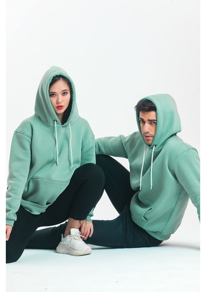 Oversize Unisex 3 Iplik Şardonlu Kapüşonlu Sweatshirt Hoodie