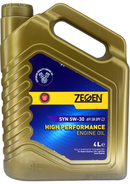 Partiküllü Syn 5W-30 Dpf C3 4 Litre Motor Yağı ( Üretim Yılı: 2022 )