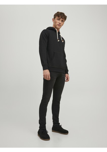 Jack & Jones Kapüsonlu Düz Renk Sweatshirt- Blutom-12222008