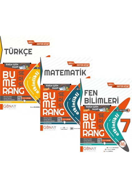 7. Sınıf Bumerang Serisi Etkinlikli Türkçe+Matematik+Fen Bilimleri Akıllı Defter Seti