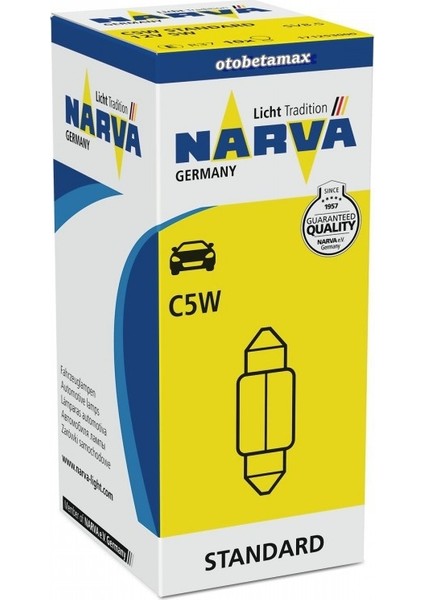 Iki Adet Narva 12V. C5W Sofit-Mekik Ampul 17125 Ean: 4013790227058