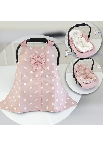 Big Star Serisi Pudra Beyaz Puset Örtüsü 3'lü Set