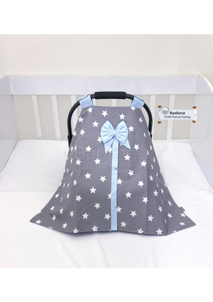 Big Star Serisi Koyu Gri Yıldız Iç Mavi Puset Örtüsü