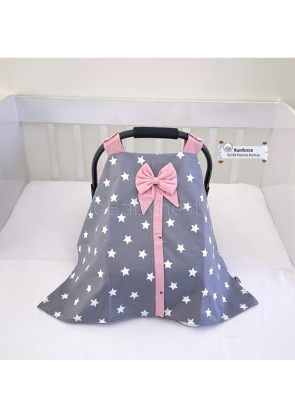 Big Star Serisi Koyu Gri Yıldız Pudra Kombin Puset Örtüsü