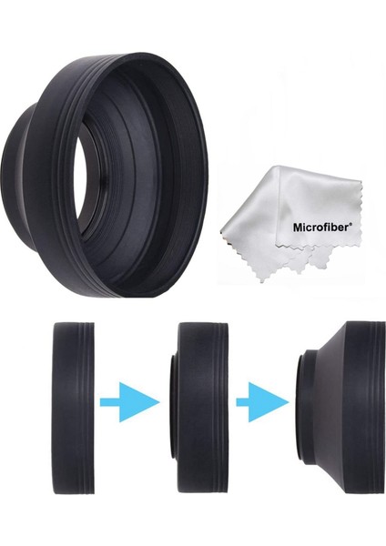 Fujifilm Xf 16-80MM R Oıs Wr Lens Için 72MM 3 Kademeli Kauçuk Parasoley