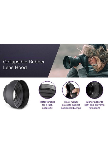 Fujifilm Xf 16-80MM R Oıs Wr Lens Için 72MM 3 Kademeli Kauçuk Parasoley modelleri