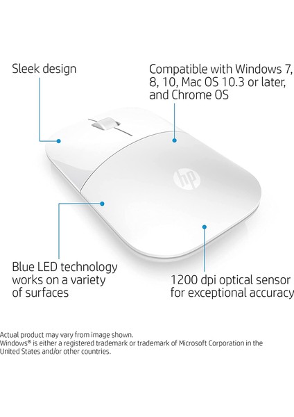 Z3700 Kablosuz Ince Fare, Beyaz